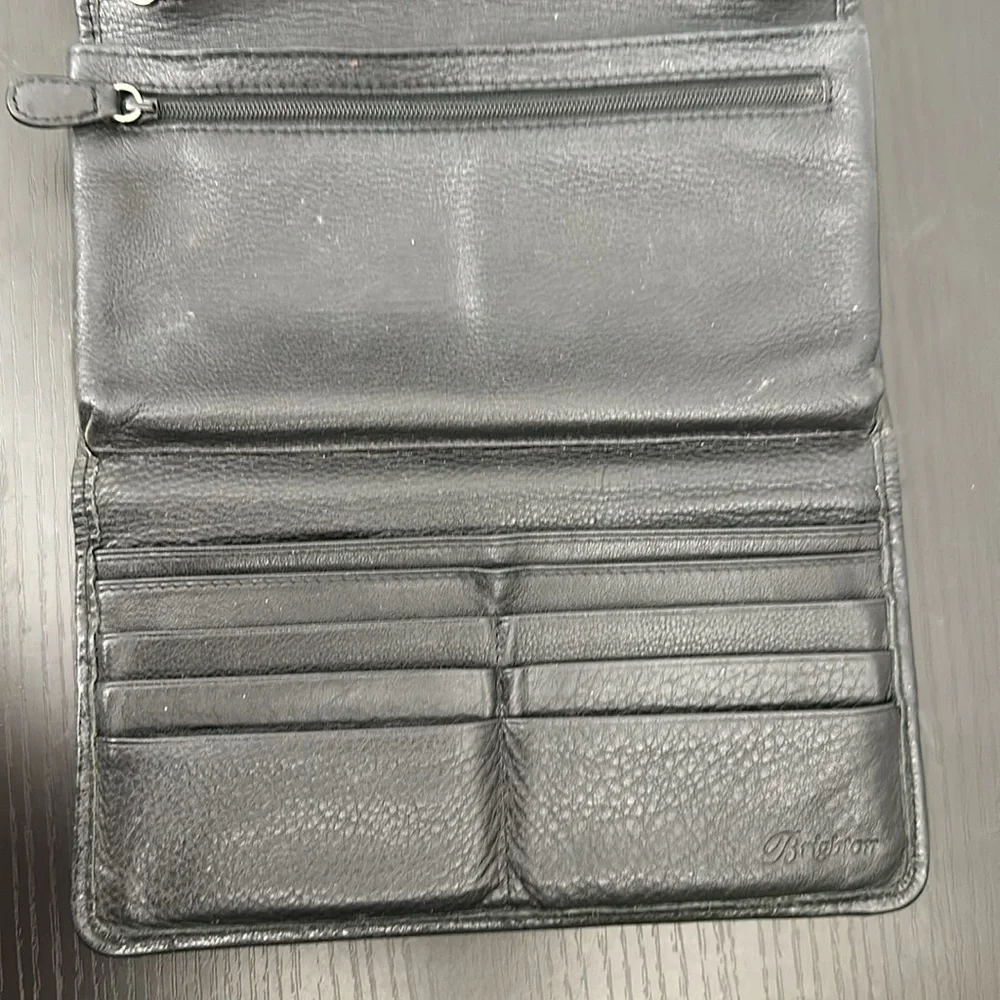 Brighton Black Leather Trifold Wallet Clutch Purse Minibag